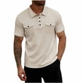 thumbnail image 2 of Yertdoel Men T-shirts Solid Color Short Sleeve Half Button Placket Lapel Neck Shirts with Pockets Soft Loose Comfortable Breathable Outdoor Hiking Cycling Tops, 2 of 9