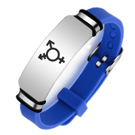 Adjustable Transgender Symbol Silicone Bracelet Bangle Trans Jewelry Lgbt Gay Trans Pride Accessories, Blue