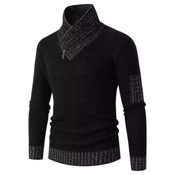 Suéter casual de punto ajustado con cuello de bufanda.