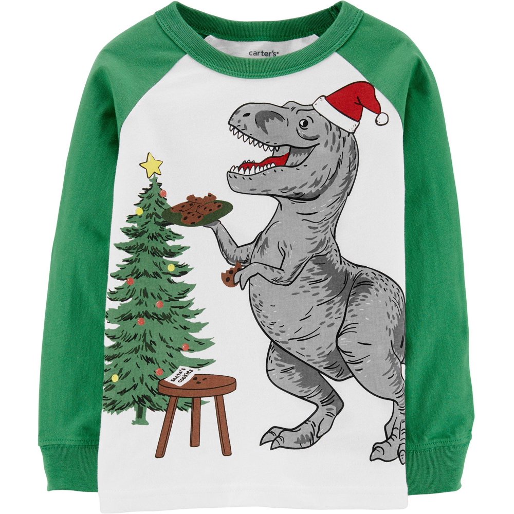 Carter's Carters Toddler Boys Christmas TRex Long Sleeve TShirt