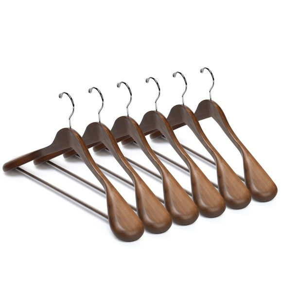 Nature Smile Luxury Wooden Suit Hangers 12 Pack Wood Coat Hangers Jacket Outerwear Shirt Hangers,with Extra-Wide Shoulder, 360 Degree Swivel Hooks & Anti-Slip Bar wi