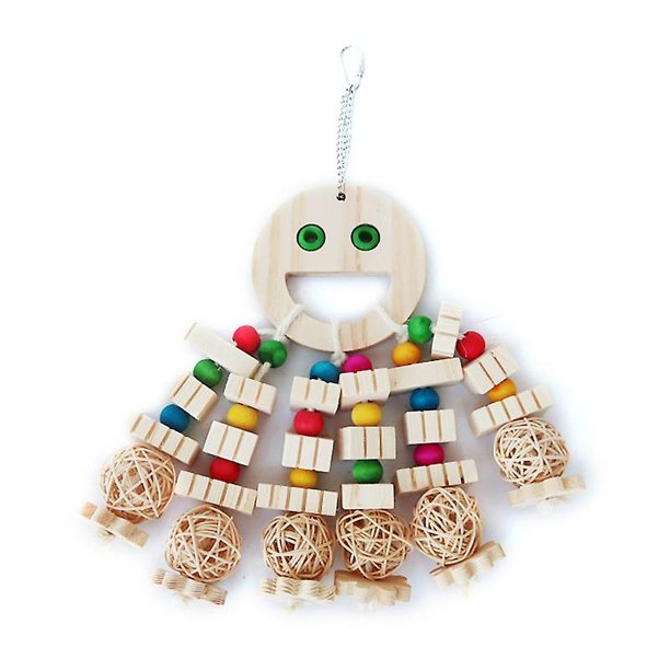 2.7g Juguete para loros, bloques de madera, cuentas de colores, columpio, juguetes para masticar pájaros, fáciles de colgar en jaula