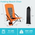 thumbnail image 3 of Pirecart 2PCS High Back Beach Chairs, Portable Low Beach Chair W/ Carry Bag & Cup Holder, 28.5″ High Mesh Back Desigh for Camping, Outdoor, Orange, 3 of 10