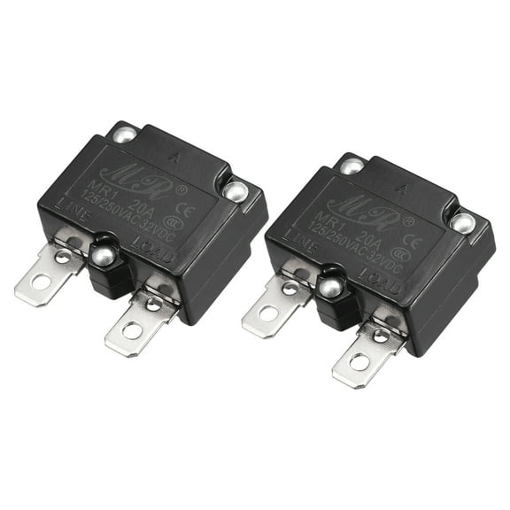 Circuit Overload Protector 20A AC125/250V DC32V Automatic Reset Thermal Circuit Breaker 2pcs
