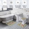 thumbnail image 6 of Colorful Flowers Square Bathroom Rugs Set Spring Vintage Watercolor Floral Leaves Green Non Slip Absorbent Bath Mats 3 Piece Set with Bathroom Rug, U-Shaped Floor Mat, Toilet Seat Cover Large Size, 6 of 9