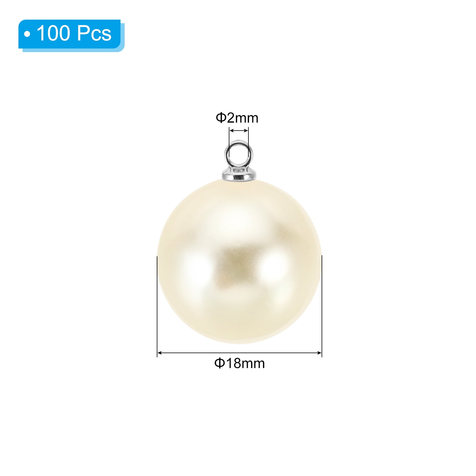 18mm Faux Pearl Charm Pendants Drops, 100pcs Pearl Beads for Jewelry Making Bracelets Earrings Necklace, Silvery Beige