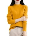 thumbnail image 4 of Women's Ribbed Knit Turtleneck Sweater 2025, Fall Winter Slim Fit Long Sleeve Pullover Top, Stretchy Comfortable Basic Layering Piece for Daily Wear, Office, Dating and Vacation Outfits Yellow XXL, 4 of 5