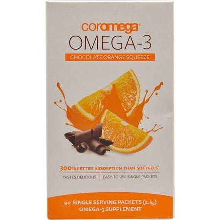 Coromega Omega-3 Squeezepkets, Chocolate Orange, 90 ea