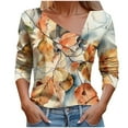 thumbnail image 2 of Craaazy Casual Printed T Shirts for Women V Neck Button Blouses Gifts, 2 of 5