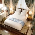 thumbnail image 4 of Ocean Jellyfish Bed Runner for King Size Bed, Watercolor Seaweed Sea Horse Coral White Letter Texture Soft Bedding Scarf Bedding Protector Slipcover Sofa Throw for Bedroom Hotel Guesthouse, 4 of 8