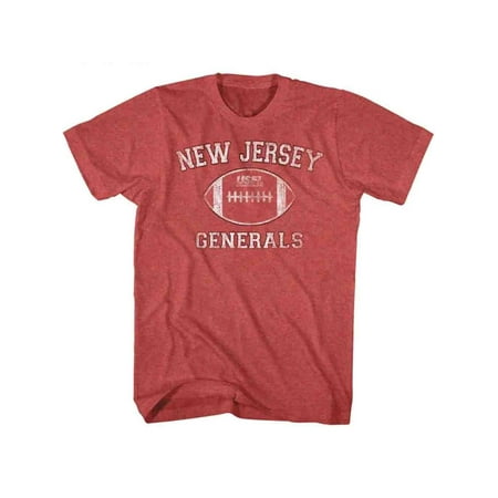 New Jersey Generals US Football League Distressed Red Heather Adult T-Shirt (Best American Football Jerseys)