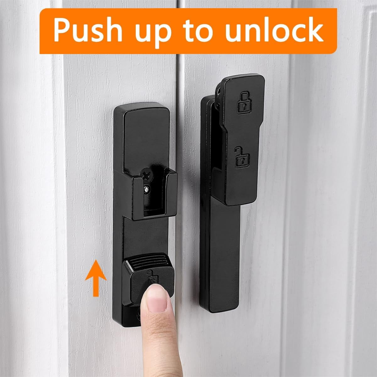 JJEAN-Black 180 Degree Barn Door Lock,Flip Gate Latches Hardware,Zinc Alloy Door Lock,Protect Privacy,for Barn Door,Cabinets,Windows,Garden,Bathroom