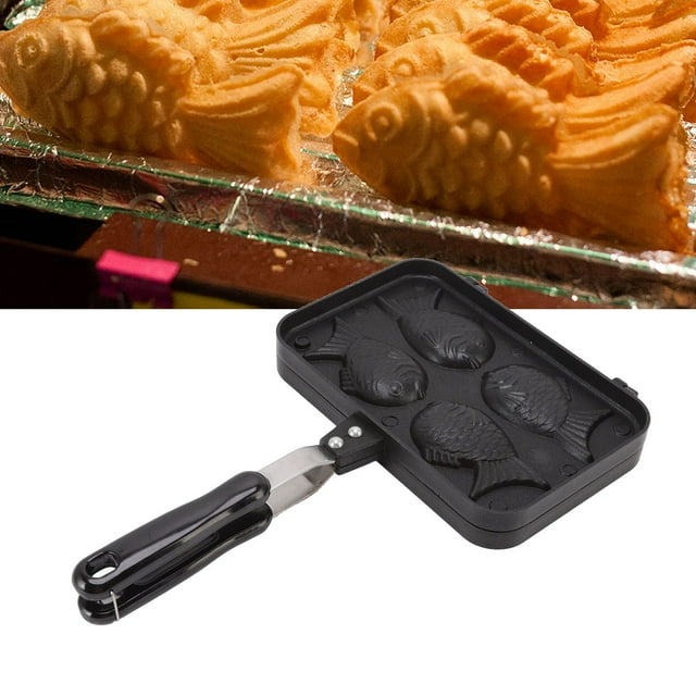 Taiyaki Fish Shape Cake Pan, Non Stick Waffle Cake Maker Pan Fish Shaped Pancake Double Pan With 4 Trays And Anti Scalding Handle, Easy To Demould, Waffle Cake Baking For Home