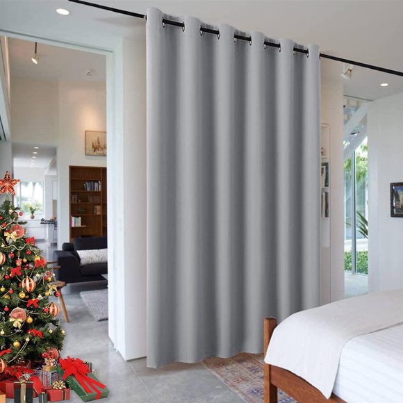 ZMLEVE Portable Room Divider Curtains Energy Saving Noise Reducing Drapes Triple Weave Blackout Privacy Wall for Living Room Sliding Door Church Stage, W120 x L96 inches, Sliver Grey, 1 Pc