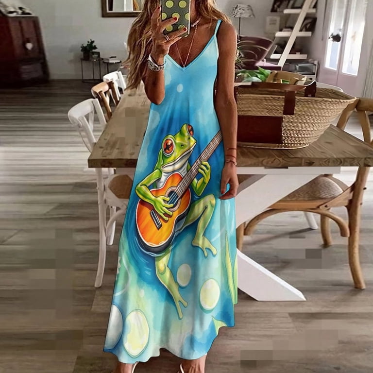 long floral dress spaghetti strap Zapaka Women Floral Wedding Guest Dress White Blue Corset Tiered A Line Bridesmaid Dress, White Blue Flower / US10