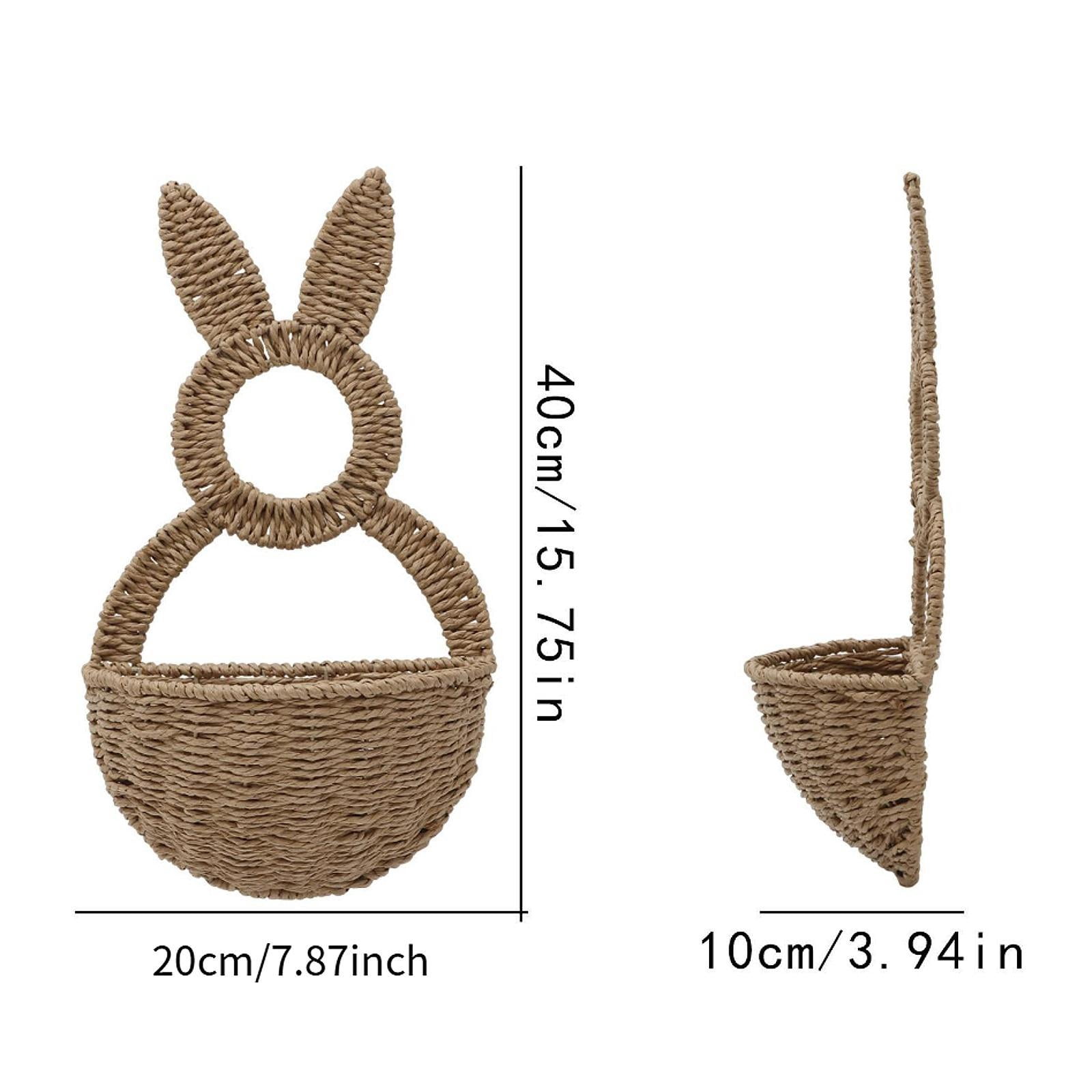 kowaku Bunny-woven Basket, Easter Basket, Multifunctional, Rustic, for Hanging, Wall Pocket for Flowers And Eggs, for Festive Occasions, Entrance Area