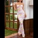 thumbnail image 5 of Vestido Maxi Bohemio de Verano para Mujer, con Estampado Floral, Tirantes Finos, Sin Mangas y Ajustado Rosa Amarillo M, 5 of 8