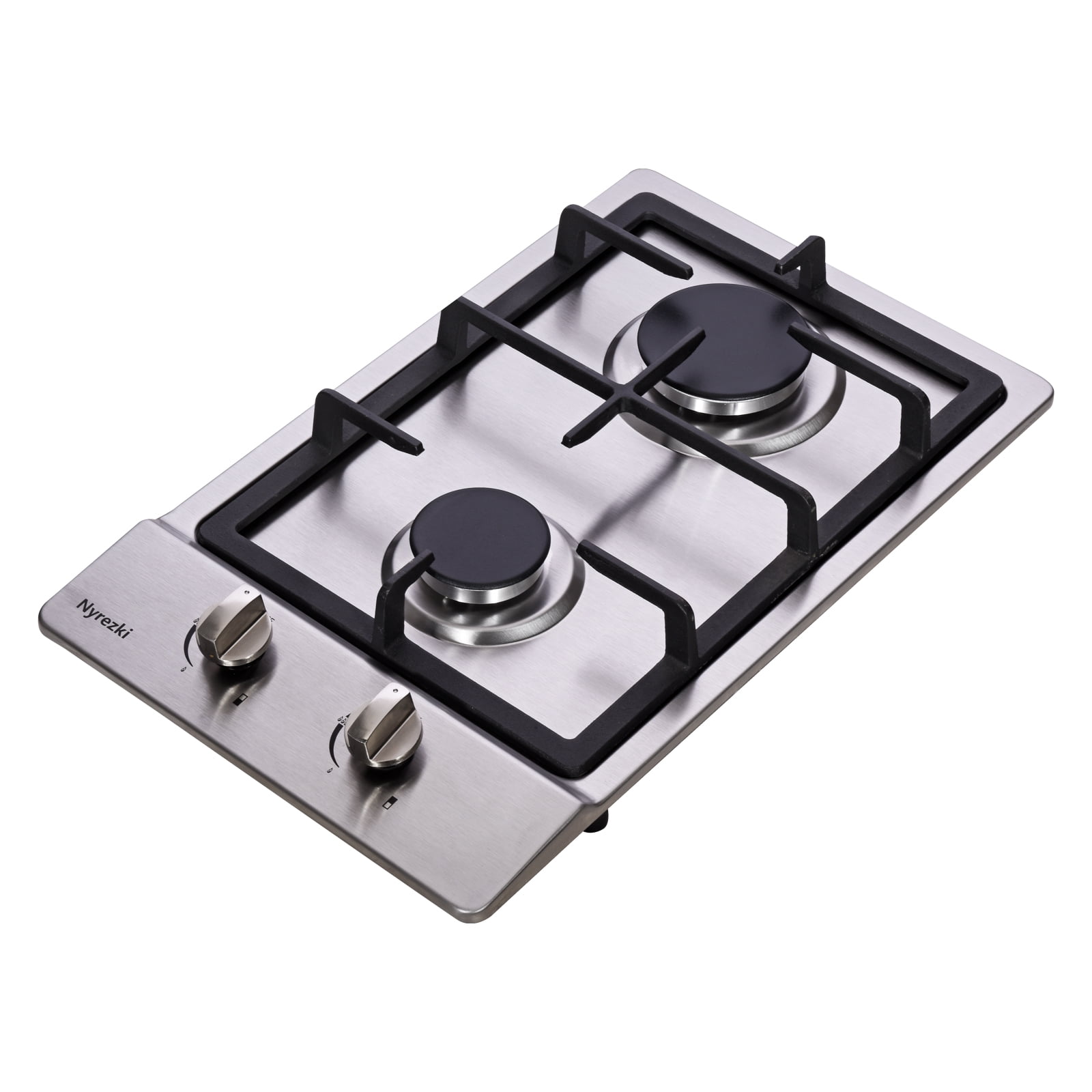 Nyrezki 12 Inch Gas Cooktop, 2 Burners Built-in Gas Stovetop Stainless Steel Gas Stove Top Propane/Natural Gas Convertible Sealed Gas Cooktop for RVs, Apartments, Outdoor
