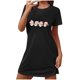 thumbnail image 1 of Camisón corto navideño para mujer, talla grande, con cuello redondo estampado y mangas cortas, para el pecho., 1 of 2