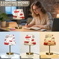 thumbnail image 3 of Modern Minimalist Cone Desk Lamp Antique Bronze Base & Linen Shade Bedside Table Lamp for Bedroom Living Room, Office, Dorm Red Mushrooms Pattern Medium, 3 of 7