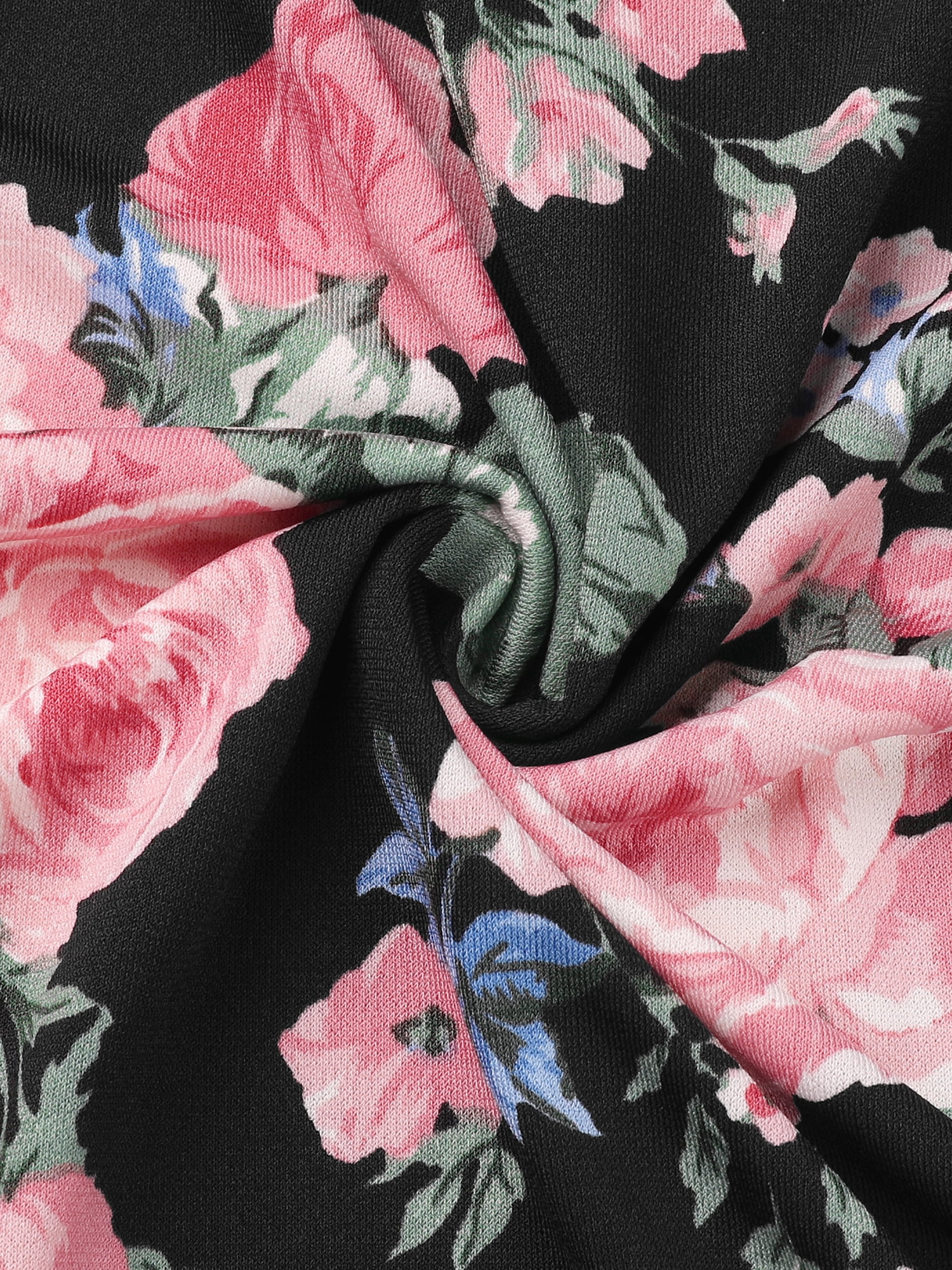 DARING DIVA Women's Plus Size Crew Neck Lace Trim A-Line Floral Blouse 3X Black