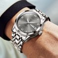 thumbnail image 5 of TAXAU Sliver Mens Watches Large Grey Dial Watches For Men Classic Stainless Steel Strap Watches Men Day Date Watches Mens Analog Quartz Watches Waterproof Men's Watches Roman Numerals Watches, 5 of 11