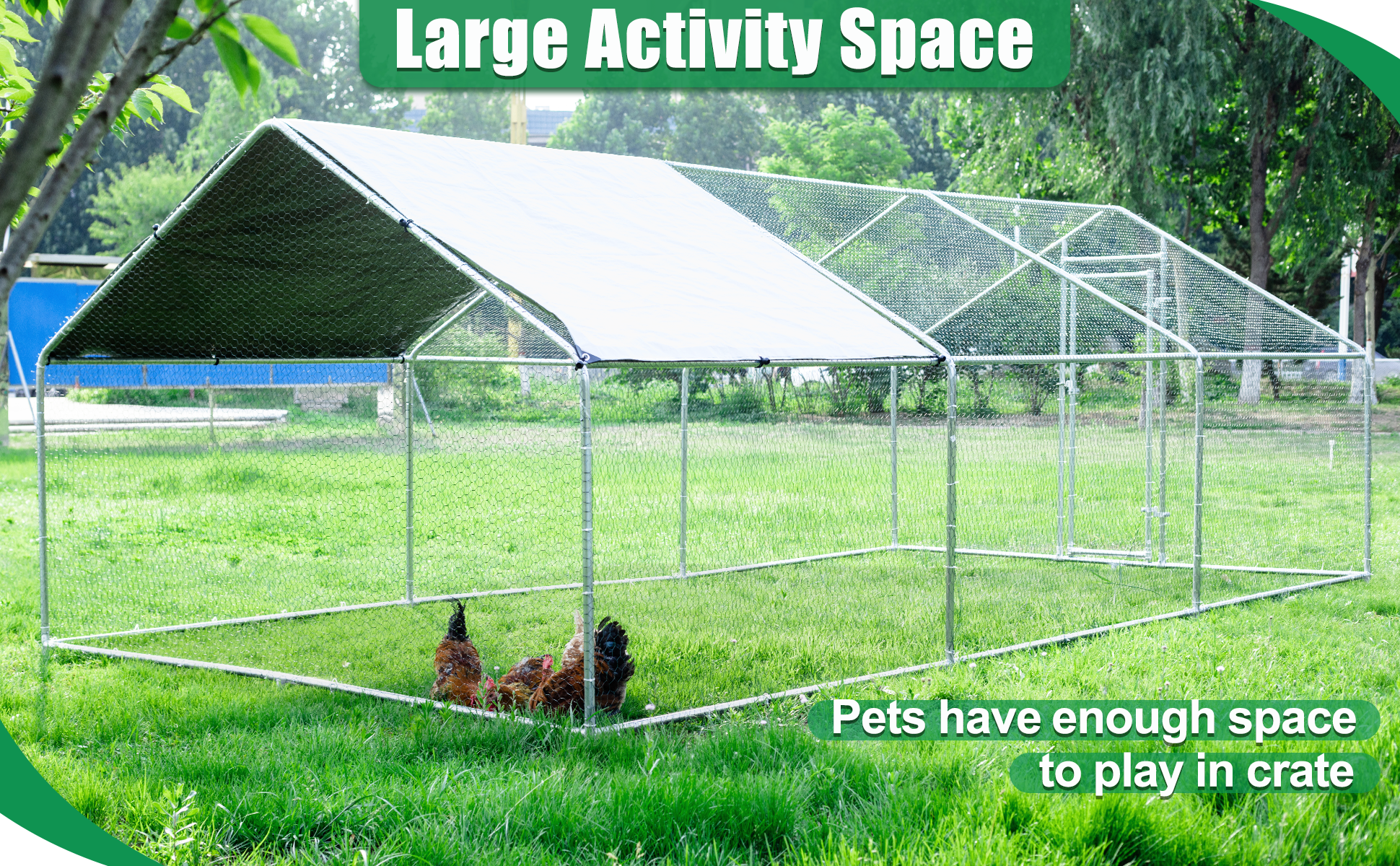 Large Chicken Coop Chickens Walk in Metal Runs with Cover