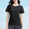thumbnail image 4 of Youyipin Womens Tops Cotton Basic T Shirts For Women Crew Neck Short Sleeve Shirts Solid Loose Fit Tshirt Plain Workout Tops Undershirts Summer Tops For Women, 4 of 4