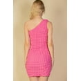 thumbnail image 4 of Bubble Textured Single-Shoulder Bodycon Mini Dress, 4 of 10