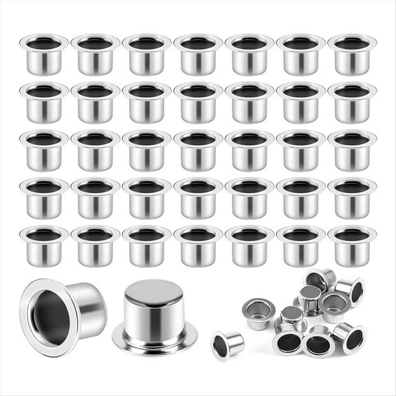 Metal Candle Holder with Round Flat Base Candle Cup Reusable Candle Drop Protector for Candle Making Decoration Projects,100 x candle holders for candle making,silver