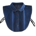 thumbnail image 3 of Women's Denim Fake Collar, Versatile Pointed Collar, Deep & Light Blue Washes, Detachable Design, Layering Accessory, Sweaters, Blouses, Casual Tops, Vintage Denim Style C One Size, 3 of 5