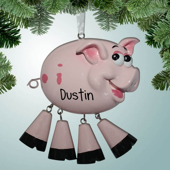 Pig with Dangling Feet - Personalized Christmas Ornament - Farm Animals - Perfect Stocking Stuffer - Great Gift Ideas