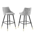 thumbnail image 2 of Modway Adorn 29.5" Tufted Velvet Bar Stool in Black/Light Gray (Set of 2), 2 of 9