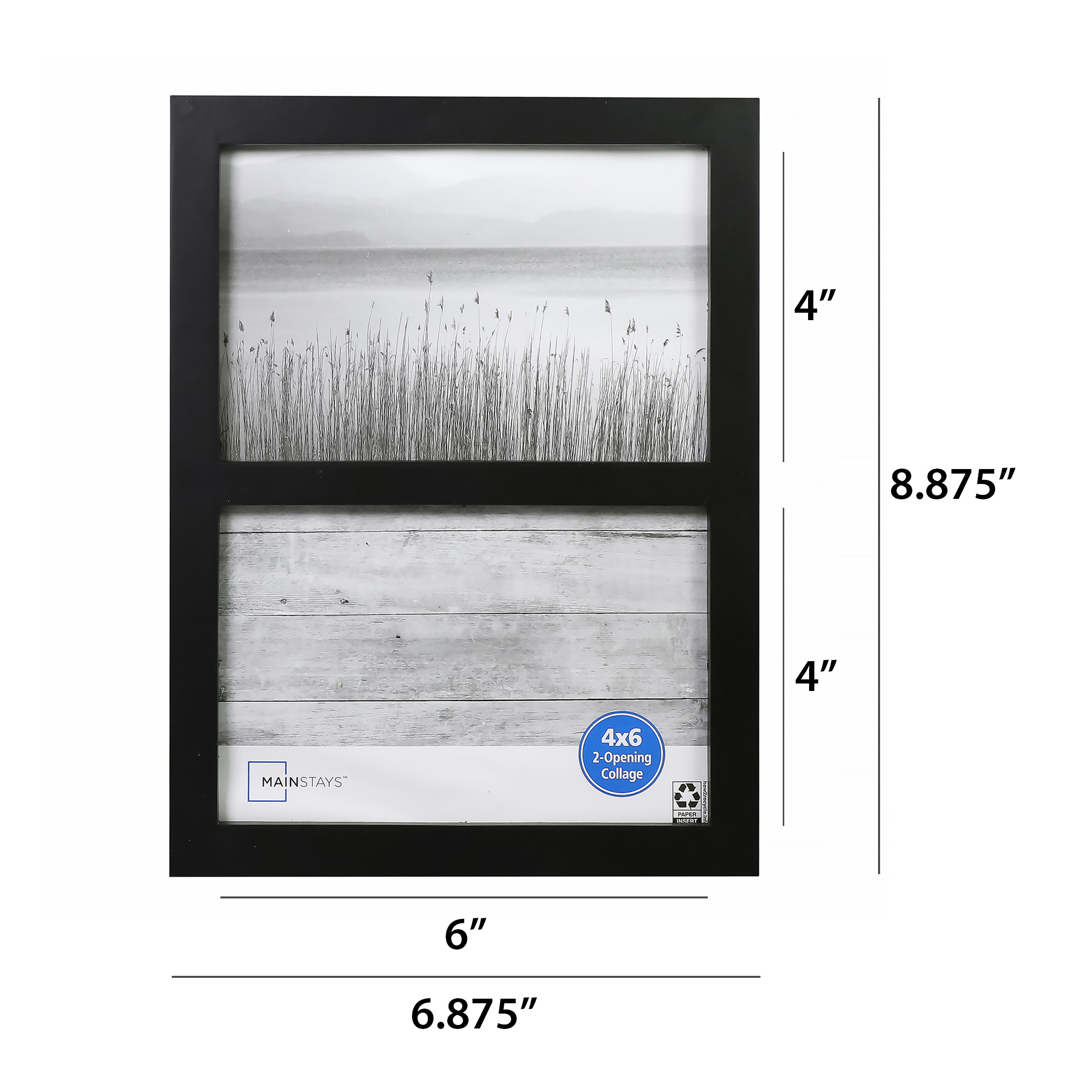 Mainstays 4x6 2-Opening Linear Gallery Wall Picture Frame, Black ...