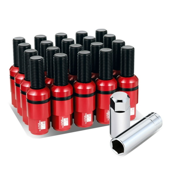 J2 Engineering J2-LN-T7-041BS-RD For 1992-2022 Mercedes-Benz Closed End Lug Bolt Nuts M14 x 1.5 Red