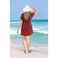 thumbnail image 5 of HAPPY BAY Women's Beachwear Summer Swim Beach Cover ups for Swimwear Bikini Sheer Chiffon Cover up V Neck Dress Bathing Suit Swimsuit Coverups for Women XL-XXL Solid Plain Maroon, 5 of 6