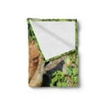 thumbnail image 2 of Hen and Chicks Soft Flannel Fleece Throw Blanket, Still Life Photo of Domestic Farm Animals on Shamrock Field, Cozy Plush for Indoor and Outdoor Use, 70" x 90", Apple Green Multicolor, by Ambesonne, 2 of 5