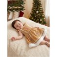 thumbnail image 3 of RUINIXCW Toddler Baby Girl Velvet Christmas Dress Kids Santa Gingerbread Christmas Outfit Infant Baby Girl Fall Winter Plush Trim Flying Sleeve Xmas Dress, 3 of 4