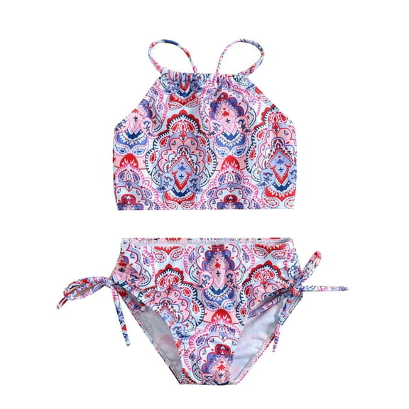 Xinhuaya Toddler Girls Swimsuits Swimwear Bathing Suit Beach Bikini Two Piece Tie Front Swimsiuts 1-6Y
