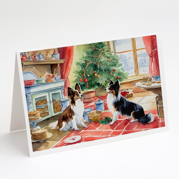 Papillon Christmas Cookies Greeting Cards Pack of 8 7 in x 5 in