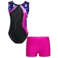 thumbnail image 5 of iiniim Kids Girls Gymnastics Workout Sleeveless Print Leotards with Shorts Ballerina Ballet Dance Outfit Rose 12, 5 of 7