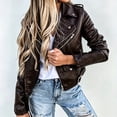 thumbnail image 4 of Aimik Women's Faux Leather Moto Jacket Classic Asymmetrical Zip-Up Biker Coat with Belted Waist and Pockets Slim Fit Fall Outerwear, 4 of 6