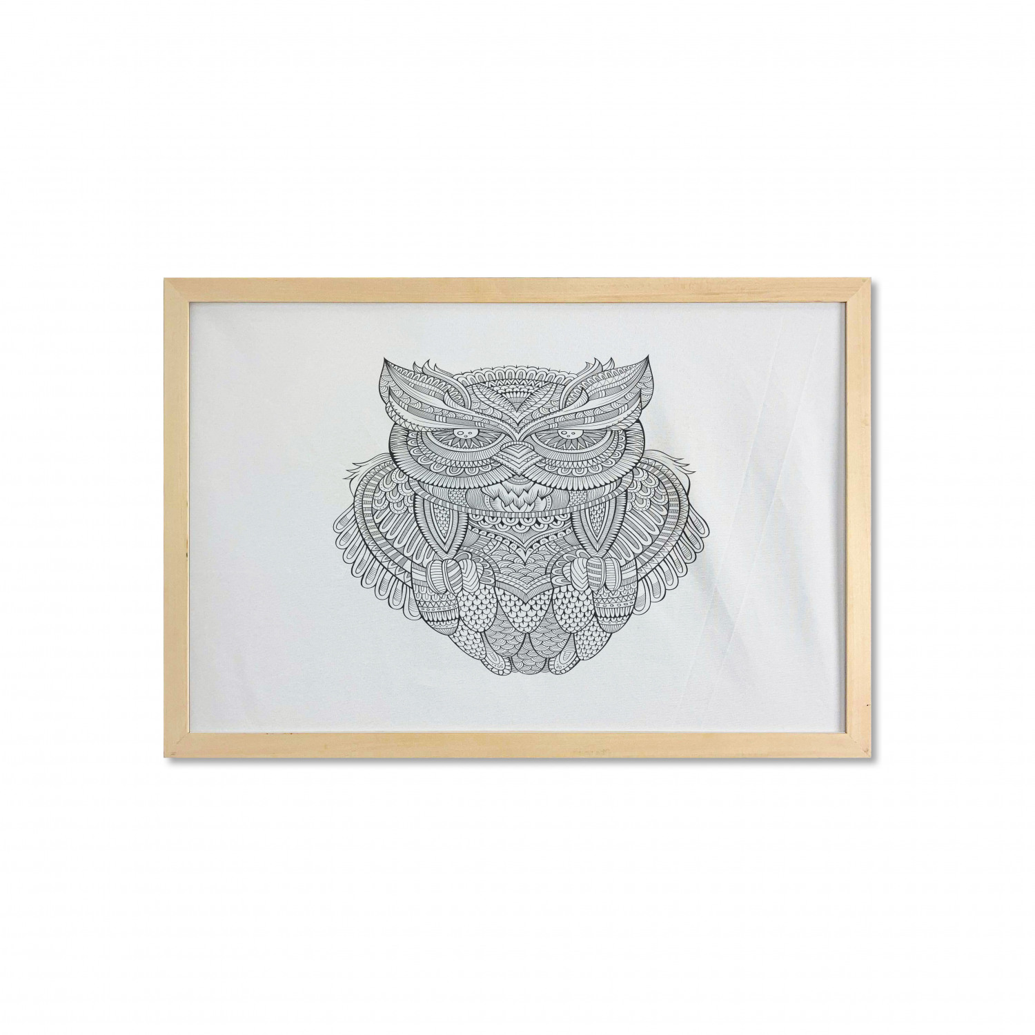Vintage Tribal Wall Art with Frame, Zentangle Style Doodle Ornamental ...