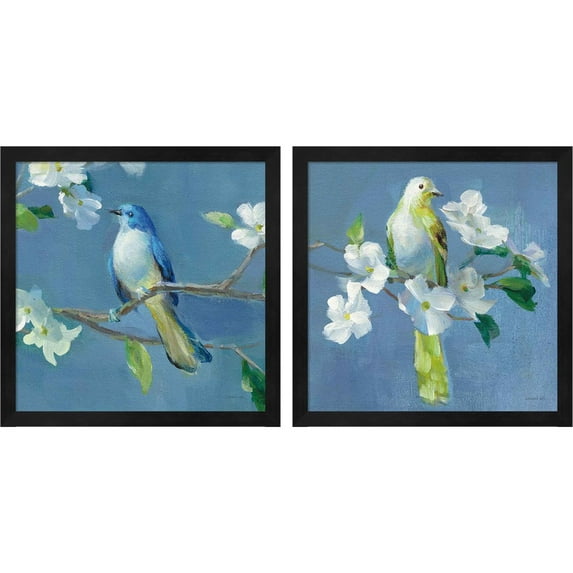 Great Art Now Spring in the Neighborhood a by Danhui Nai, 2 Piece Framed Art Set Each 13"W x 13"H