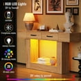 thumbnail image 5 of 63" Long Console Table, Holaki Modern Farmhouse Entryway Table with 2 Drawers, Outlet & LED Strip, Console Tables with 20 Static Colors & 20 Changing Modes for Living Room, Office, Natural Wood, 5 of 10