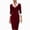 Wine, variant on Contrast White Collar V‑Neck 3/4 Sleeve Bodycon Midi Dress Women Fall Dresses