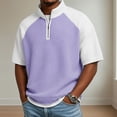 thumbnail image 2 of Maean Mens Textured Shirt Short Sleeve Shirts Quarter Zipper Summer Loose Tops Pullover Sweatshirts, 2 of 5