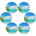 thumbnail image 2 of GZHJMY Tropical Beach with Palm Leave Round Placemats for Dining Table, Non-Slip Heat-Resistant Table Mats Set of 4 Washable Table Mats for Kitchen Dining Table Decoration, 2 of 6