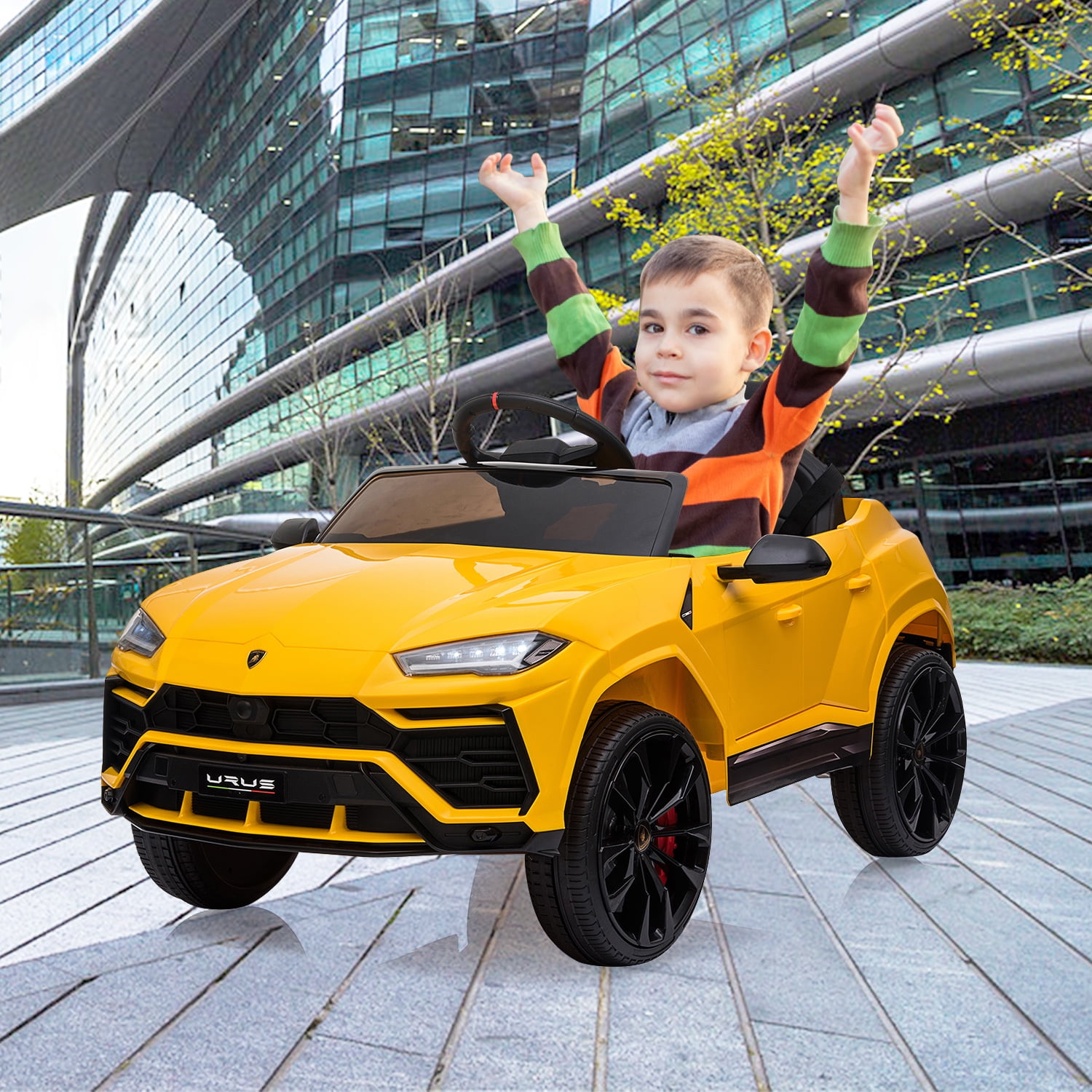 Lowestbest 12V Kids Ride On Car, Electric Car for Kids, Ride-On Truck Car w/ Remote Control, 3 Speeds, LED Lights, MP3 Player, Yellow Lowestbest 12V Kids Ride On Car, Electric Car for Kids, Ride-On Truck Car w/ Remote Control, 3 Speeds, LED Lights, MP3 Player, Yellow