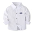thumbnail image 6 of Bobifish Baby Boys 3 Piece Formal Set White Shirt + Navy Star Suspender Pants + Bowtie Pocket Detail Kids Wear Weddings Parties Elegant Stylish Outfit, 6 of 6